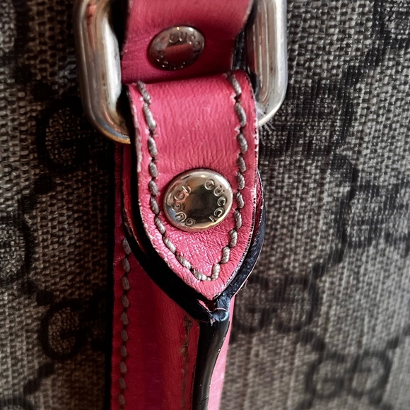 Authentic Gucci GG Supreme Joy Tote - Pink Leather Trim - Picture 9 of 10